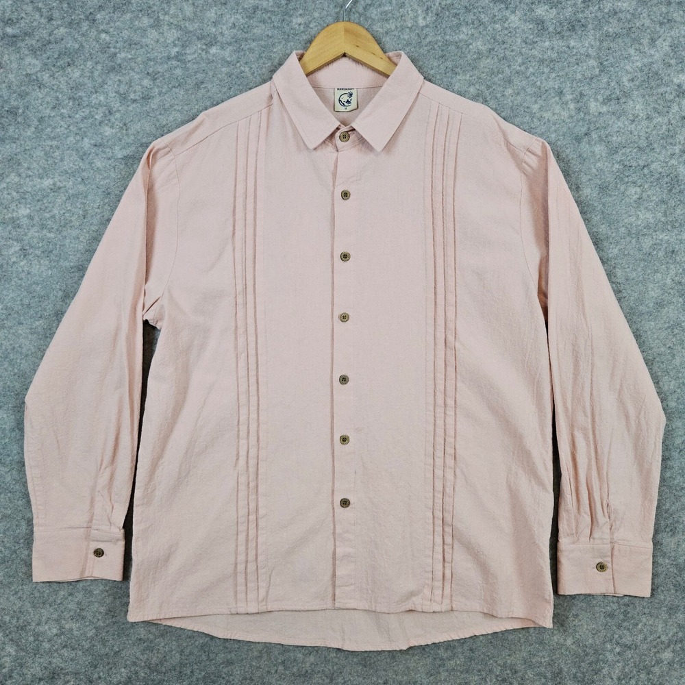 Hardaddy Pale Pink Men's Pleated‎ Front Shirt Size M Textured Cotton LIGHT SPOT
